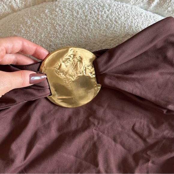 ❌SOLD❌ Zara Metal Embellished Strapless One Piece Swimsuit - Picture 4 of 5